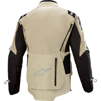 Alpinestars Ardent 3-in-1 adventure touring jacket in tan and black, small size, with visible zippers and adjustable features.