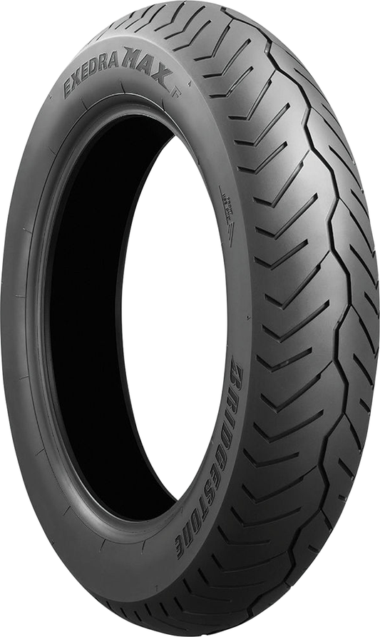 Bridgestone Exedra Max front tire 150/80R16 71V for cruiser and touring bikes, showing tread pattern and sidewall details.