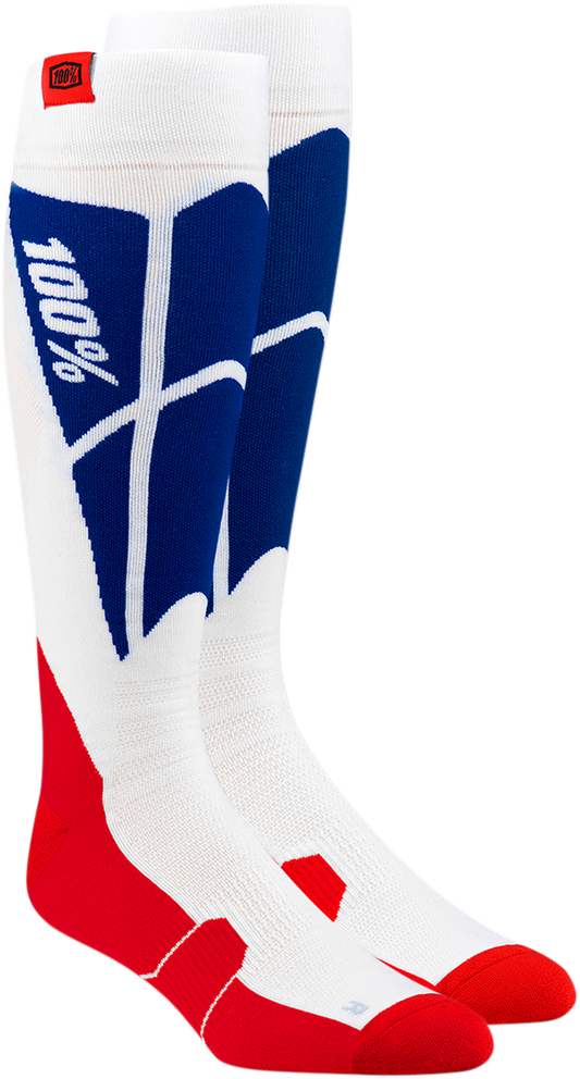 100% Hi-Side Performance Socks - White/Blue - Small/Medium 24008-022-17 - Howling Moto