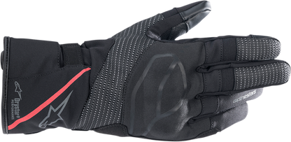 Alpinestars Women Stella Andes V3 Drystar gloves in black and coral, XL size, showing the textured surface and adjustable wrist strap.