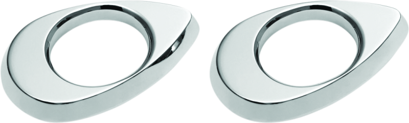 Chrome Kuryakyn Kellermann front turn signal mounts for Harley Davidson FLHX models, shown attached to motorcycle.