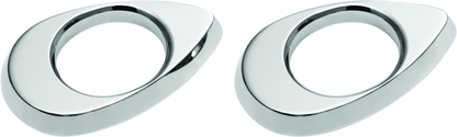 Chrome Kuryakyn Kellermann front turn signal mounts for Harley Davidson FLHX models, shown attached to motorcycle.