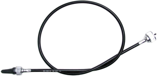 Black vinyl motorcycle speedo cable by MOTION PRO, OEM fit, part 06-0012, designed for precise installation on various bikes.