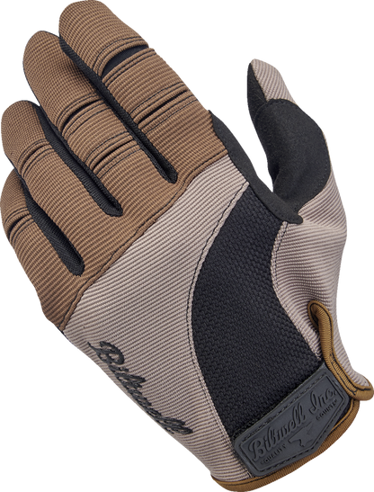 BILTWell Moto Gloves in Coyote and Black, 2XL, featuring durable leather and reinforced knuckles for motorcycle riding.