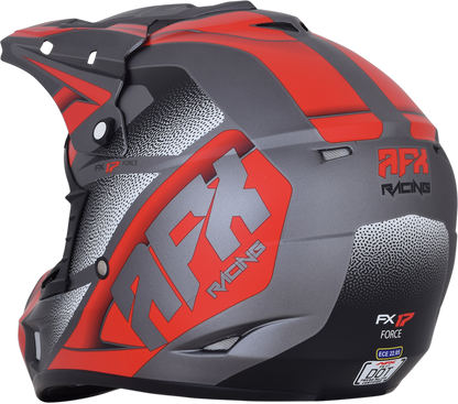 Bill's Exhausts AFX FX-17 motorcycle helmet in Force Frost Gray and Red, medium size, with a sleek aerodynamic design.