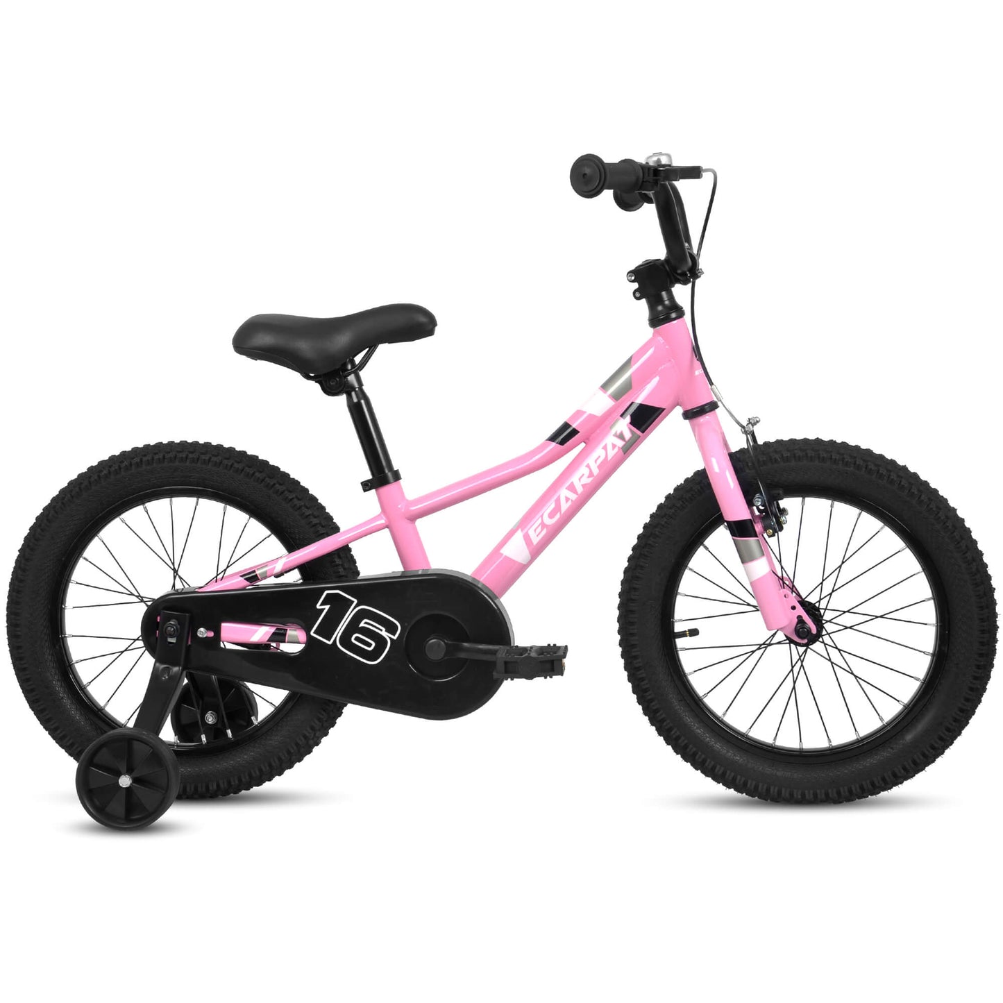 Hycline Ecarpat 16-inch kid's bicycle with training wheels, colorful frame, and safety features for young children.