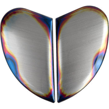 Silver ICON Airframe Pro™ Side Plates for Pro Reentry, designed by Bill's Exhausts, shown in a close-up image.