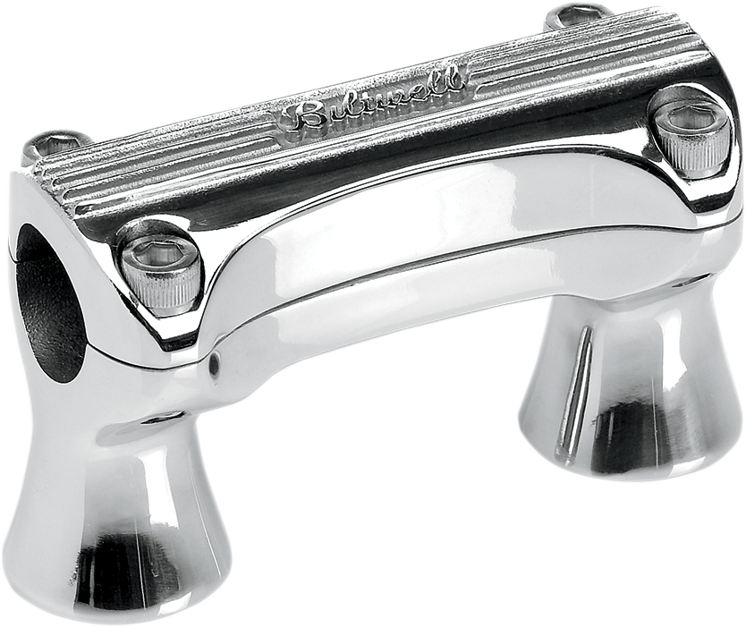 Polished 2-inch BILTWELL Risers for Thunder handlebars, compatible with Bill's Exhausts motorcycle handlebars, shown on display.