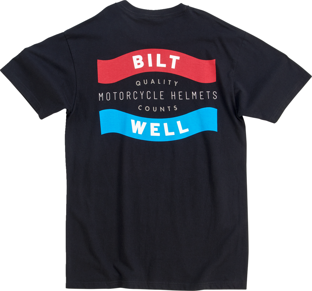 Black BILTWELL Badge T-Shirt in small size from Bill's Exhausts, featuring a front badge graphic and casual fit.