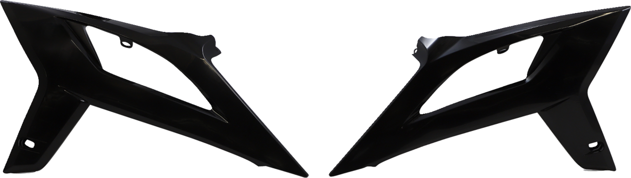Black Acerbis radiator shrouds for motorcycle body protection, designed for optimal fit and durability.
