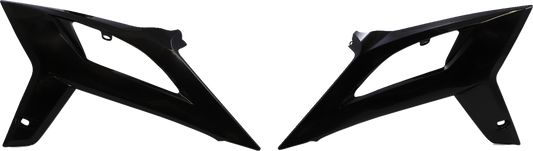 Black Acerbis radiator shrouds for motorcycle body protection, designed for optimal fit and durability.