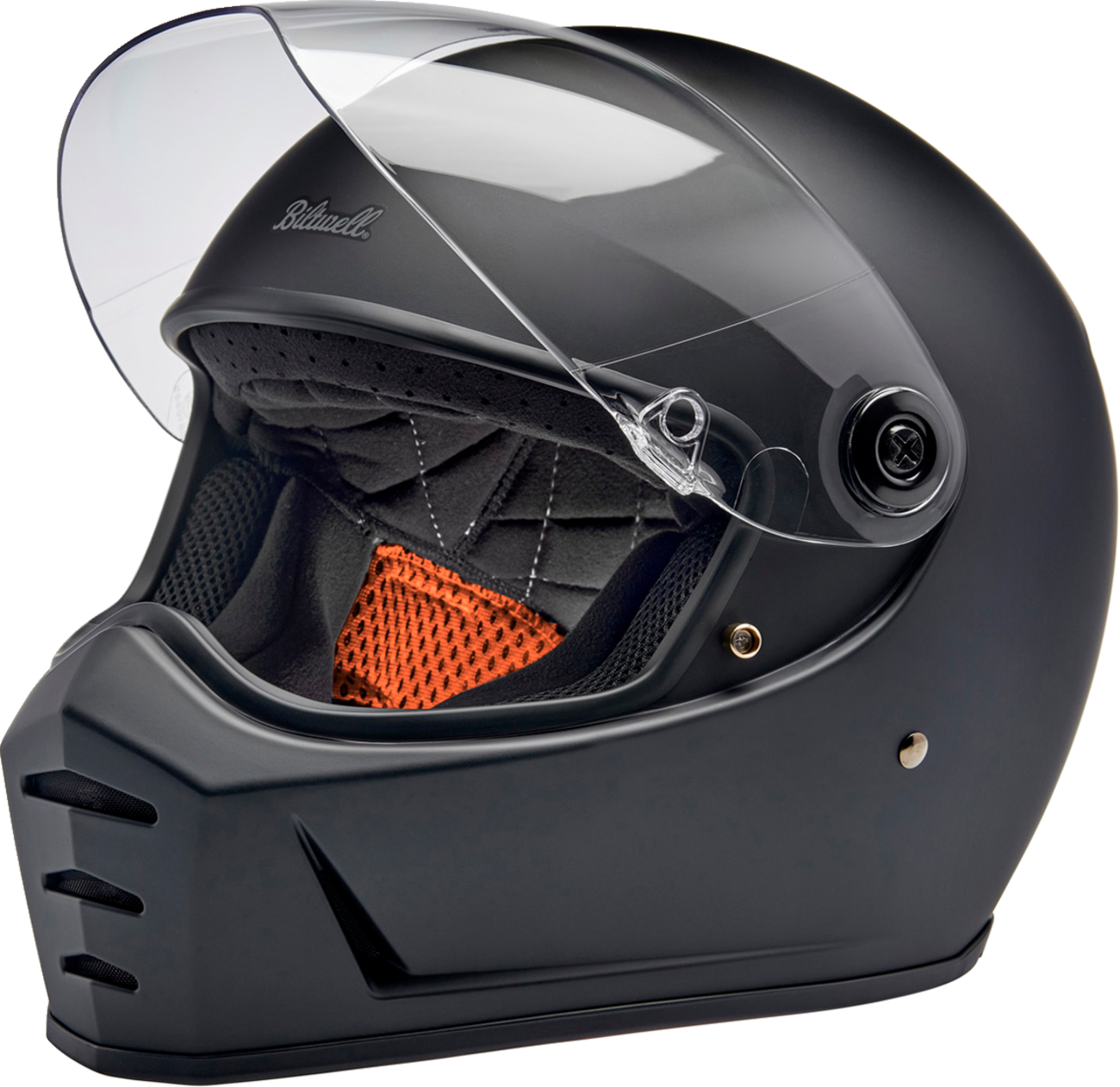 BILTWELL Lane Splitter motorcycle helmet in flat black, XS size, featuring sleek aerodynamic design and matte finish.