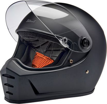 BILTWELL Lane Splitter motorcycle helmet in flat black, XS size, featuring sleek aerodynamic design and matte finish.