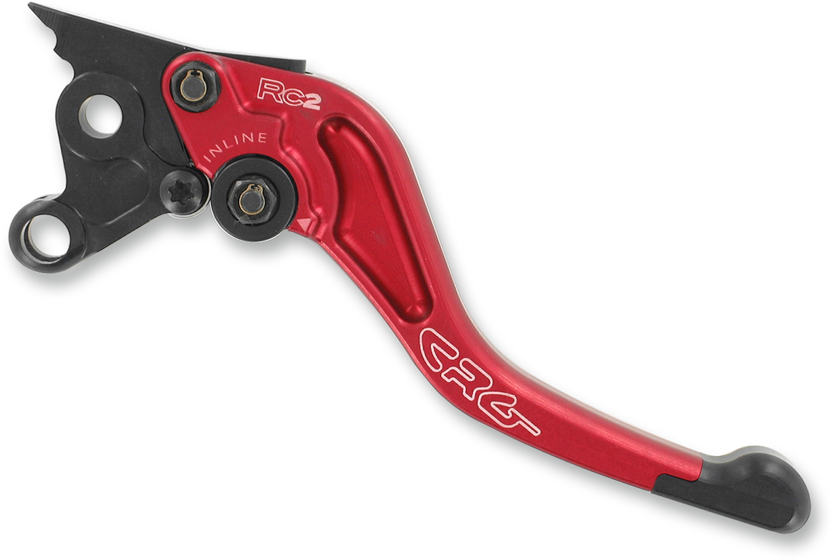 CRG RC2 Shorty clutch lever in red, made from precision billet aluminum, designed for motorcycle clutch control.