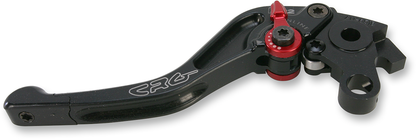 Black CRG RC2 Shorty Clutch Lever with ergonomic design, shown in the image, for precise motorcycle clutch control.