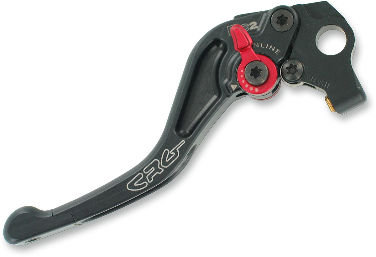 Black CRG RC2 Shorty Clutch Lever for motorcycle control, featuring a compact design and ergonomic grip.