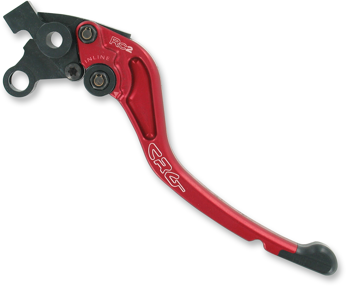 Red CRG RC2 standard clutch lever for motorcycles, part number 2AN-612-T-R, showing the lever's detailed design.