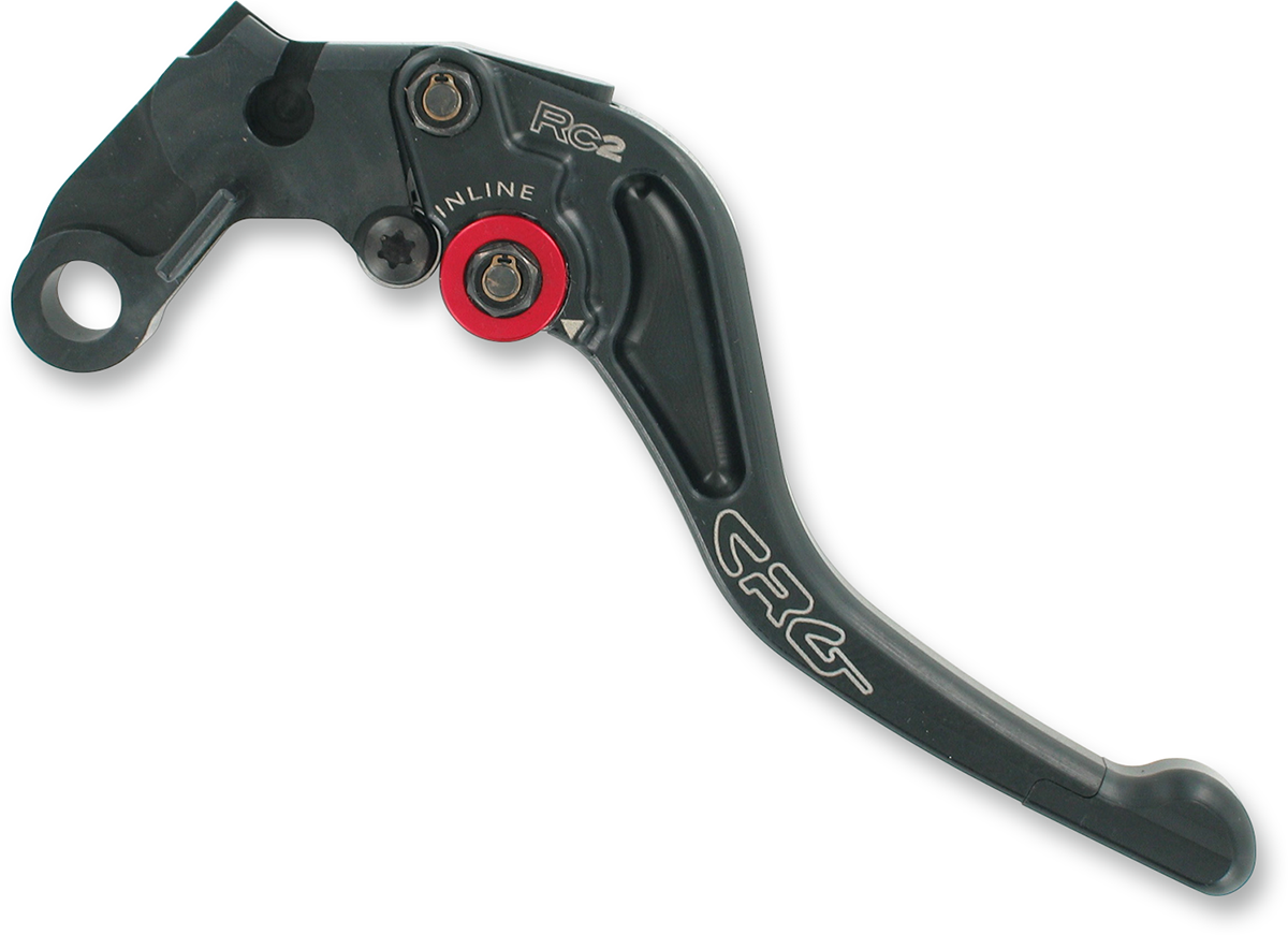 Black CRG RC2 Shorty Clutch Lever with 2AN-614-H-B fitment, showcasing its compact design and durable construction for motorcycle control.