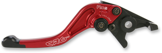 Red CRG RC2 Shorty Brake Lever for motorcycles, shown with part number 2AN-541-H-R, featuring a compact, ergonomic design.
