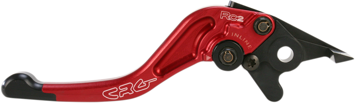 Red CRG RC2 Shorty brake lever with 2AN-571-H-R design, showcasing a sleek, compact motorcycle brake lever with a polished finish.
