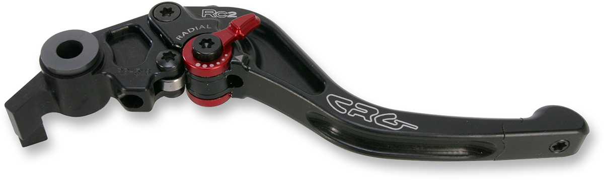 CRG RC2 Shorty Brake Lever in black with 2RB-516-H-B model, designed for motorcycle braking systems, shown in close-up image.