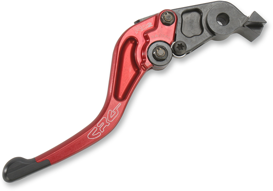 CRG RC2 Shorty brake lever in red with black accents, designed for motorcycle handlebars, part number 2RB-514-H-R.
