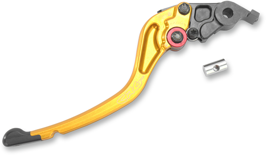 CRG RC2 standard brake lever in gold, featuring a sleek design and ergonomic shape for motorcycle or racing vehicle control.