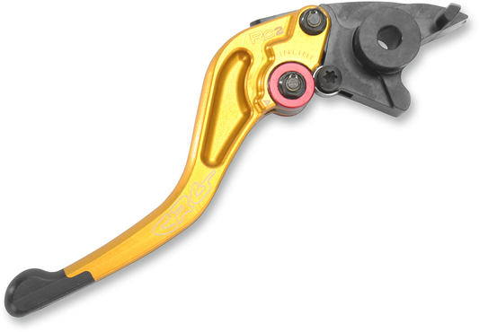 CRG RC2 Shorty brake lever in gold with 2AN-551-H-G model, featuring a sleek, lightweight design for motorcycle braking.