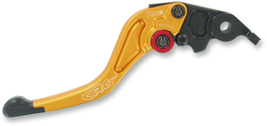 CRG RC2 Shorty Brake Lever in gold, motorcycle brake lever with ergonomic design and adjustable reach by CRG.