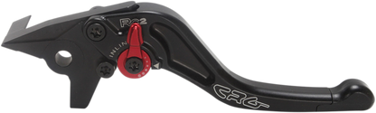 CRG RC2 Shorty brake lever in black for motorcycle control, with a compact design and ergonomic grip.