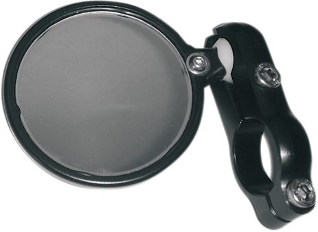 Round black CRG Blindsight side view mirror BS-100 with mounting bracket for motorcycle or vehicle visibility.