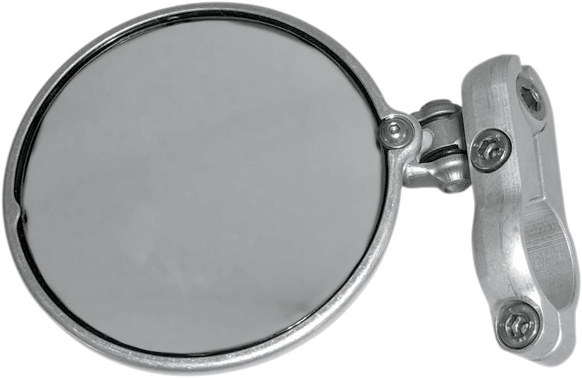 CRG Hindsight LS side view mirror for left side, silver finish, showing the mirror's sleek design and mounting bracket.