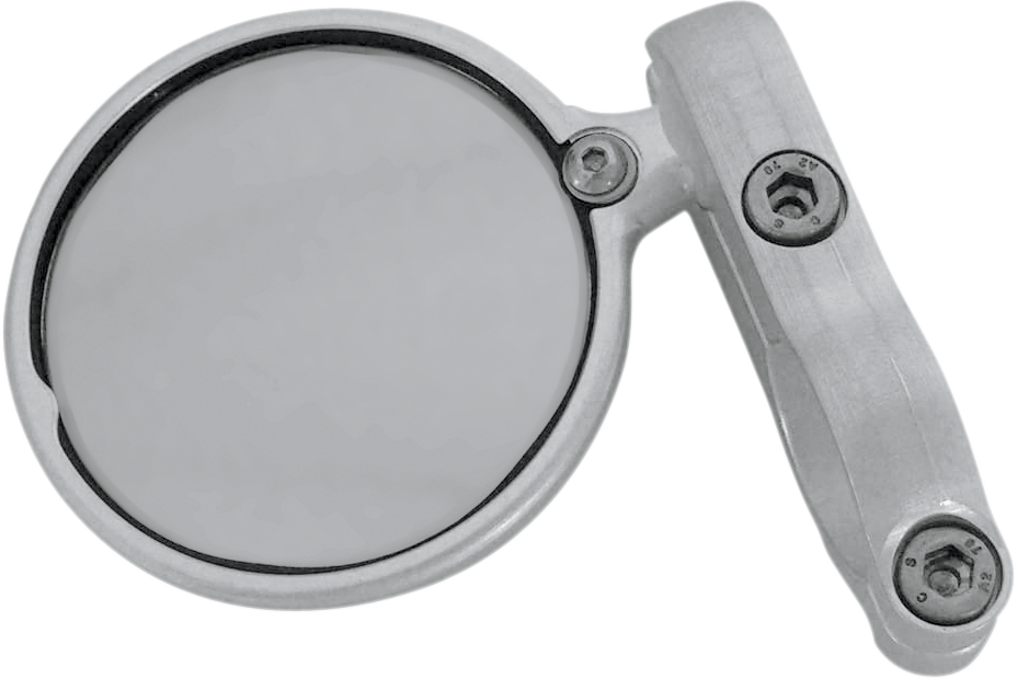 Round chrome CRG Blindsight side view mirror with CNC machined aluminum housing and automotive glass for motorcycle use.