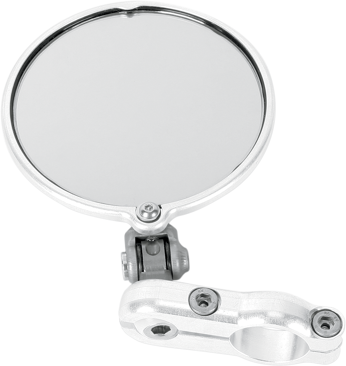 CRG Hindsight LS right side view mirror in silver, showing detailed design and mounting features for motorcycle or vehicle.