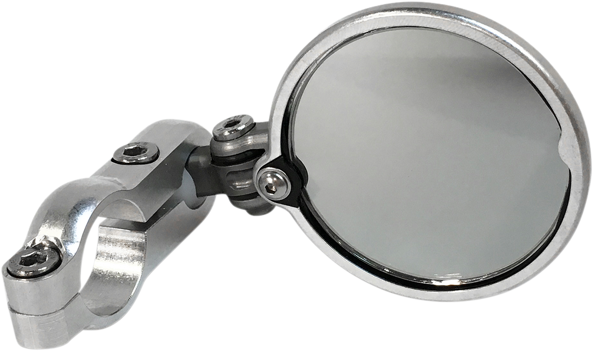 CRG Blindsight LS left side view mirror in silver for motorcycle, part number BSLS-201, shown from the side angle.