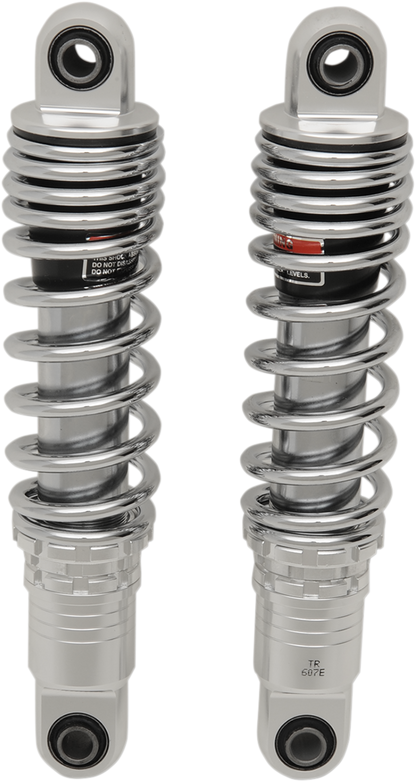 Drag Specialties C16-0153A premium 12-inch ride-height adjustable shocks for Harley-Davidson Touring motorcycles.