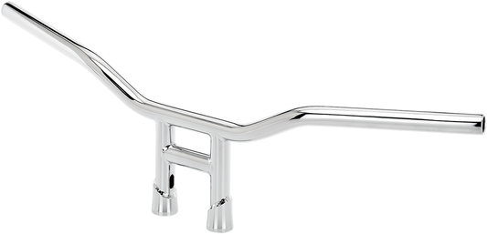 Chrome BILTWELL Tyson 8-inch handlebar for motorcycles, featuring a sleek, polished design and sturdy construction.