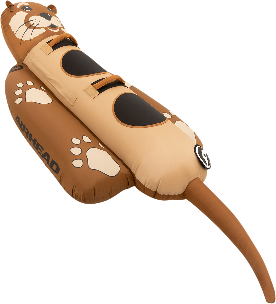 Bill's Exhausts Otter Riding Tube for water sports, inflatable towable tube with colorful design and handles for fun on the water.