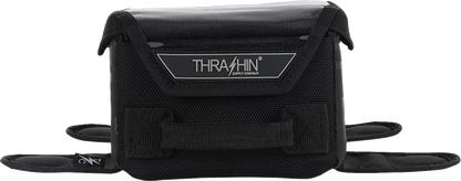 Black THRASHIN SUPPLY CO. Magnetic Tank Bag with 3.5L capacity, designed for motorcycle fuel tanks, shown in the image.