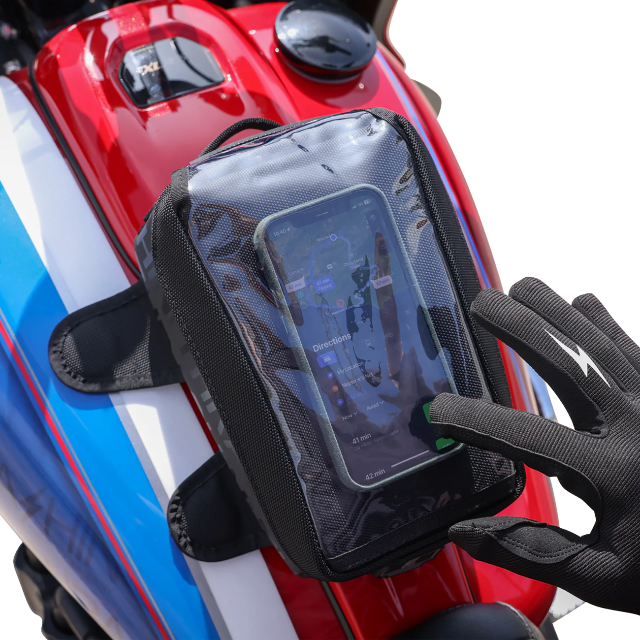 Black THRASHIN SUPPLY CO. Magnetic Tank Bag with 3.5L capacity, designed for motorcycles and easy attachment.