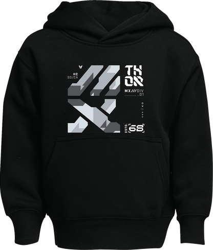 Black THOR Youth Forge Pullover Hoodie in XL, featuring a comfortable design and the THOR logo on the front.