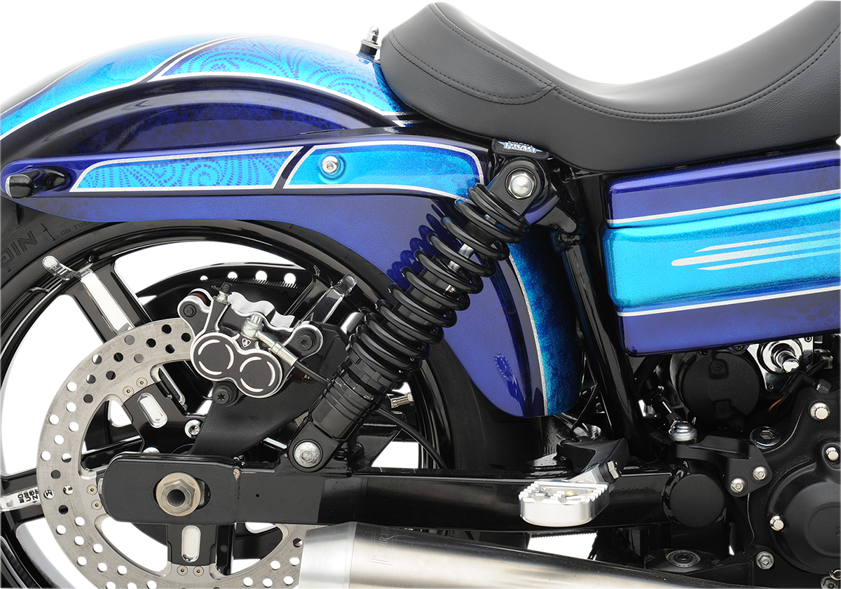 Black Drag Specialties shocks, premium 11-inch ride-height adjustable shock absorbers for motorcycles, model C16-0155AB.