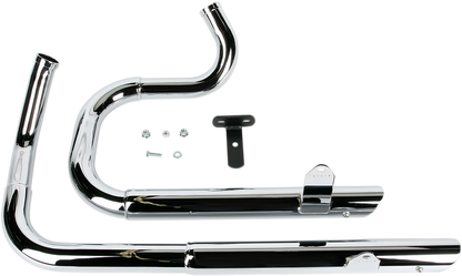 Chrome BASSANI XHAUST Pro Street exhaust for Harley XL '86-'03, showing the sleek, polished chrome finish and exhaust pipe details.