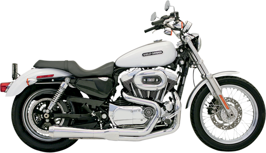 Chrome BASSANI XHAUST Road Rage exhaust for Harley-Davidson XL 1986-2003, showing the sleek, shiny chrome finish and exhaust pipe details.