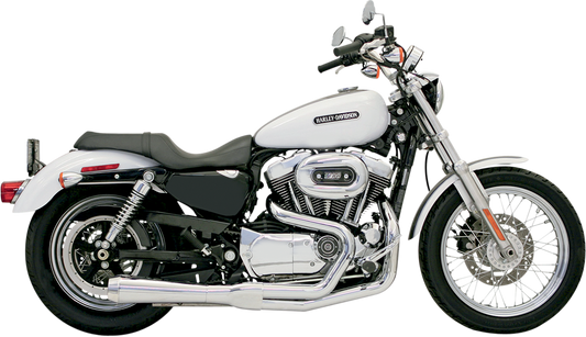 Chrome BASSANI XHAUST Road Rage exhaust for Harley-Davidson XL (2004-2013), showing the sleek, polished chrome finish and part number 14112J.