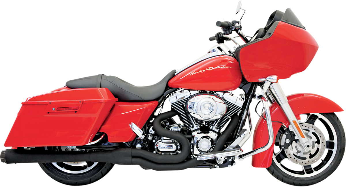 Bassani Xhaust Megapower 2:1 exhaust system for Harley Davidson FLH with black finish, 1-3/4" to 2" pipes, part FLH-767B