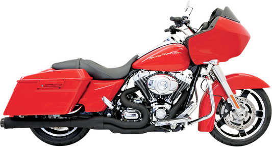 Bassani Xhaust Megapower 2:1 exhaust system for Harley Davidson FLH with black finish, 1-3/4" to 2" pipes, part FLH-767B