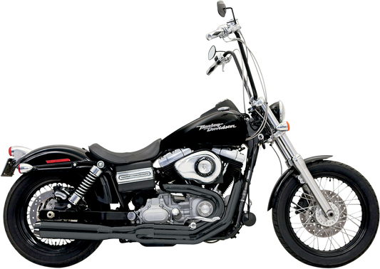 Bassani Xhaust B1 2:1 exhaust system with black finish, featuring chrome exhaust tips and mounting hardware.
