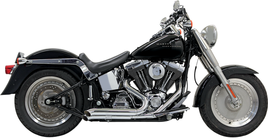 Chrome BASSANI XHAUST Pro Street exhaust for Softail 1986-2017 motorcycle, featuring polished metal finish and sleek design.