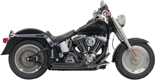 Black BASSANI XHAUST Pro Street exhaust for Harley Softail 1986-2017 with turn-out design, part number 1S24DB
